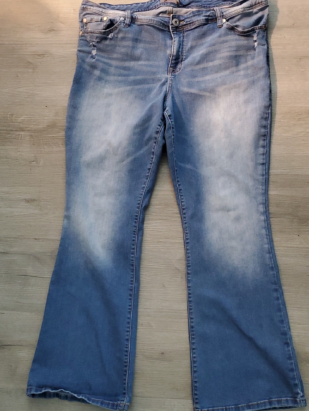 Torrid Luxe Slim Boot Light Blue Jeans Distressed Women's Size 22R